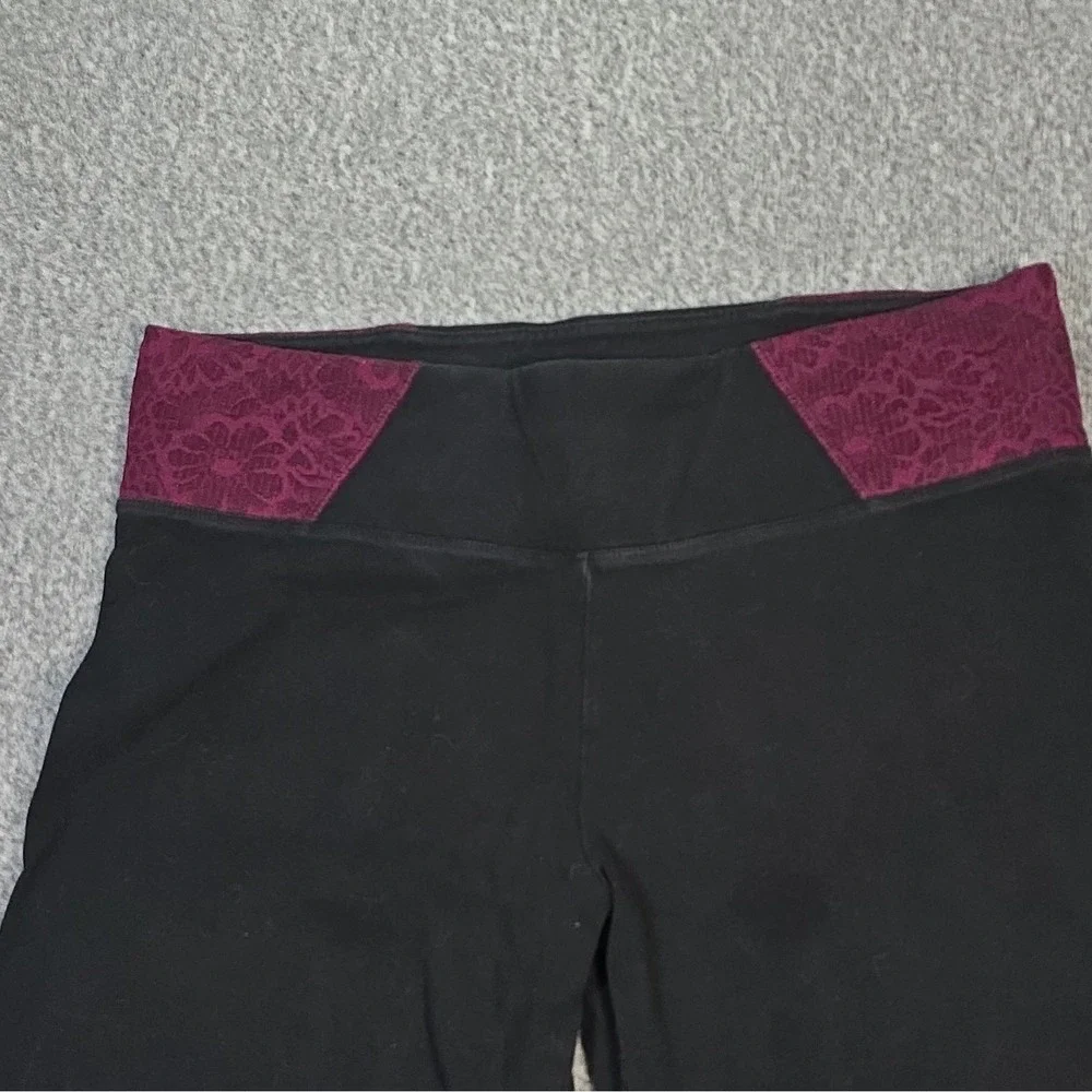 PINK Victoria's Secret PINK Yoga Leggings Black Purple Logo Waist L/G High